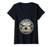 Women's Funny Bowling Dad Bowler Strike Game Father's Day V-Neck T-Shirt