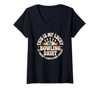 Women's Funny Bowling Team Who Trusts Lucky Charm Over Skill V-Neck T-Shirt