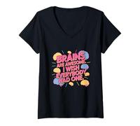 Womens Funny Brain Meme Brains are Awesome I Wish Everybody Had One V-Neck T-Shirt