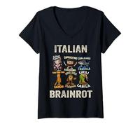 Womens Funny Brain Rot Italian Brainrot V-Neck T-Shirt