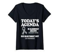 Women's Funny Brain Tumor Warrior V-Neck T-Shirt