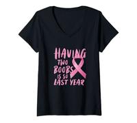 Womens Funny Breast Cancer Design - Mastectomy Recovery V-Neck T-Shirt