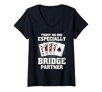 Womens Funny Bridge Partner Apparel Men Women Cards Game Night V-Neck T-Shirt