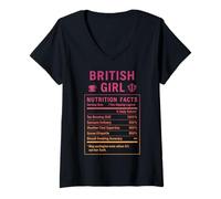 Womens Funny British Girl Proud Women with UK Roots V-Neck T-Shirt