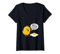 Womens Funny Bro is That You Chicken Design V-Neck T-Shirt