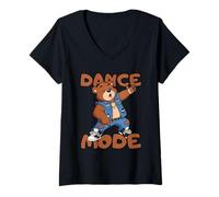 Womens Funny Brown Bear Dance Mode Coach Gift for Men Women Kids V-Neck T-Shirt