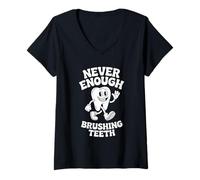 Womens Funny Brushing Teeth or Dentist Retro V-Neck T-Shirt