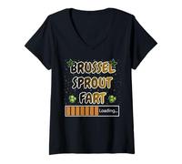 Womens Funny Brussel Sprout Fart Loading V-Neck T-Shirt