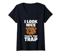 Women's Funny Bulldog Grumpy Dog Antisocial Dont Talk to Me V-Neck T-Shirt