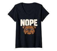 Women's Funny Bulldog Grumpy Dog Antisocial Dont Talk to Me V-Neck T-Shirt
