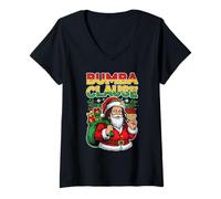 Womens Funny Bumba Clause Jamaican Santa Christmas Black Humor V-Neck T-Shirt