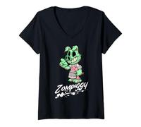 Womens Funny Butcher Zombie Pig Farmer Halloween V-Neck T-Shirt