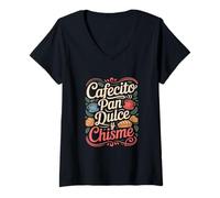 Women's Funny Cafecito Pan Dulce y Chisme Saying V-Neck T-Shirt