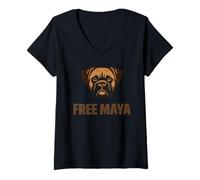 Women's Funny California Free Maya Boxer Dog Voter V-Neck T-Shirt