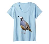 Womens Funny California Quail Vintage Bird Lover Graphics V-Neck T-Shirt