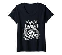 Women's Funny Camp Counselor Staff Member Wilderness Nature Outing V-Neck T-Shirt