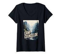 Women's Funny Camp Counselor Wilderness Survival Staff Member Team V-Neck T-Shirt