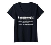 Women's Funny Campanologist Bell Ringing V-Neck T-Shirt, Black, Medium