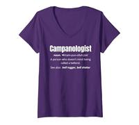 Women's Funny Campanologist Bell Ringing V-Neck T-Shirt, Purple, Small