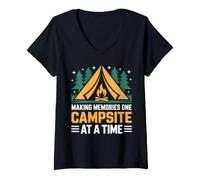 Women's Funny Camping Making Memories One Campground V-Neck T-Shirt