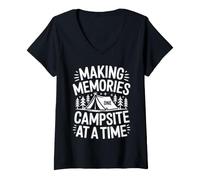 Women's Funny Camping Making Memories One Campground V-Neck T-Shirt
