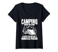 Womens Funny Camping Nomadic Homeless Person for Nomads V-Neck T-Shirt