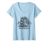 Women's Funny Capybara Camping Retro Hiking Traveler V-Neck T-Shirt