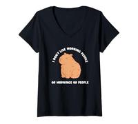 Womens Funny Capybara I Don't Like Morning People Rodent Animal V-Neck T-Shirt