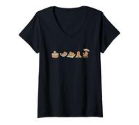 Women's Funny Capybara Relaxing Squad Kawaii Zen Lifestyle Design V-Neck T-Shirt