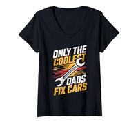 Women's Funny Car Mechanic Only The Coolest Dads Fix Cars V-Neck T-Shirt