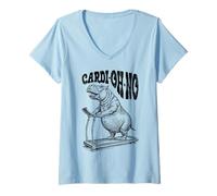 Womens Funny Cardio Gym Hippo Cardi-Oh-No Hippopotamus Treadmill V-Neck T-Shirt