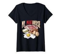 Womens Funny Carnivore Diet "My Meataverse" V-Neck T-Shirt