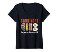 Womens Funny Carnivore Diet "The Proper Human Diet" V-Neck T-Shirt