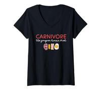 Womens Funny Carnivore Diet "The Proper Human Diet" V-Neck T-Shirt