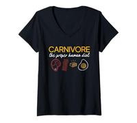 Womens Funny Carnivore Diet "The Proper Human Diet" V-Neck T-Shirt