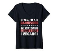 Womens Funny Carnivore I Don’t Eat Vegans Meat Lover V-Neck T-Shirt