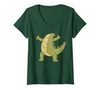 Womens Funny Cartoon Crocodile Cute Alligator Costume V-Neck T-Shirt