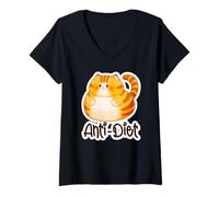 Womens Funny Cat Anti-Diet Sarcastic Kitty Meme for Cat Lovers V-Neck T-Shirt
