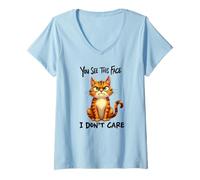 Women's Funny Cat Antisocial Bad Attitude, Introvert Moody Kitty V-Neck T-Shirt