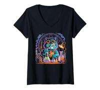 Womens Funny Cat Chemistry Science Cute Chemist For Teacher Student V-Neck T-Shirt