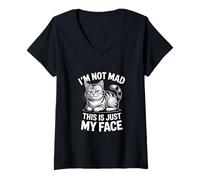 Women's Funny Cat I'm Not Mad This is Just My Face V-Neck T-Shirt