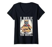 Womens Funny Cat In Box I Rule You Refill Cat Lover Cat V-Neck T-Shirt