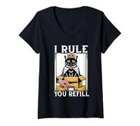 Womens Funny Cat In Box I Rule You Refill Cat Lover Cat V-Neck T-Shirt