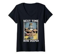 Womens Funny Cat in Box Next Time Bow Deeper Cat Lover Cat V-Neck T-Shirt