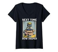 Womens Funny Cat in Box Next Time Bow Deeper Cat Lover Cat V-Neck T-Shirt