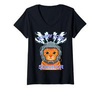 Women's Funny Cat Meme I Survived Today’s Tummy Ache Graphic V-Neck T-Shirt