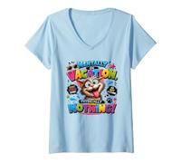 Women's Funny Cat Mentally on Vacation Physically Doing Nothing V-Neck T-Shirt