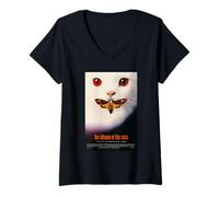 Womens Funny Cat Midnight Meow Moths Silence of The Cats V-Neck T-Shirt