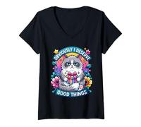 Women's Funny Cat Obviously I Deserve Good Things Sassy V-Neck T-Shirt