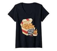 Womens Funny Cat Owner Gift Kitten Nuggets Food Pun Women Girls V-Neck T-Shirt